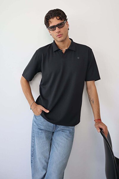 JB John Borners Erkek Polo Yaka Oysho Kumaş T-Shirt Antrasit - 26Y 4029