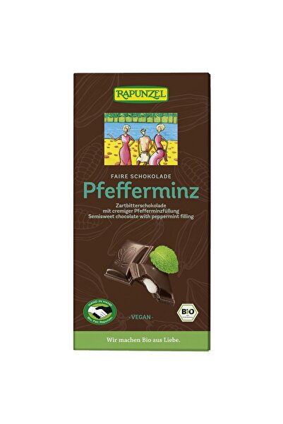 Rapunzel Ciocolată neagră cu cremă de mentă organică, 100g