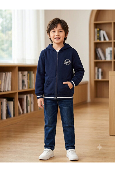 Cevval Children's College Coat with Hood, Zipper Pockets, Embroidery, and Rib...
