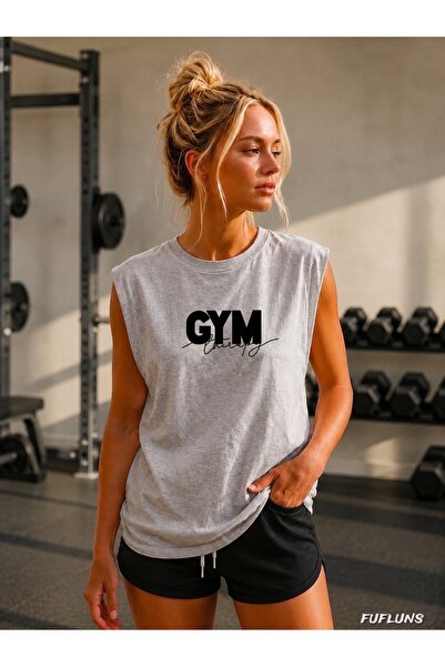 FUFLUNS Gym Women's Regular Fit Crew Neck Sports Sleeveless T-Shirt