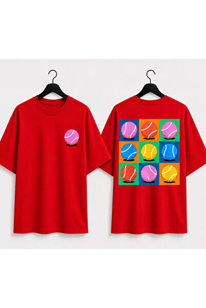VODEXA Μπλουζάκι Unisex Oversize με στάμπα τένις, 100% βαμβάκι, με θέμα το τέ...