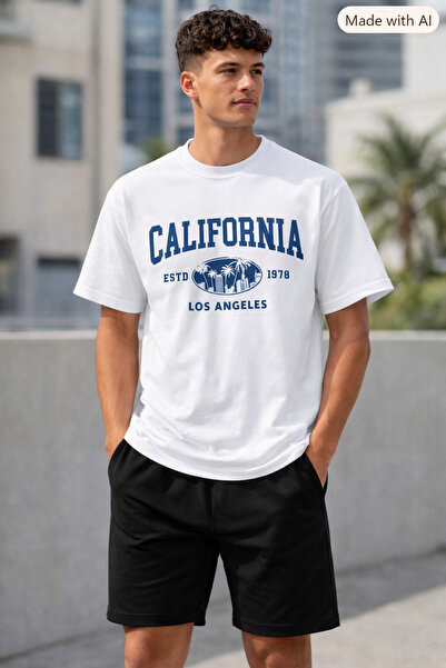 Oceanwear Tricou unisex cu mânecă scurtă și decolteu tip crew, cu imprimeu Ca...