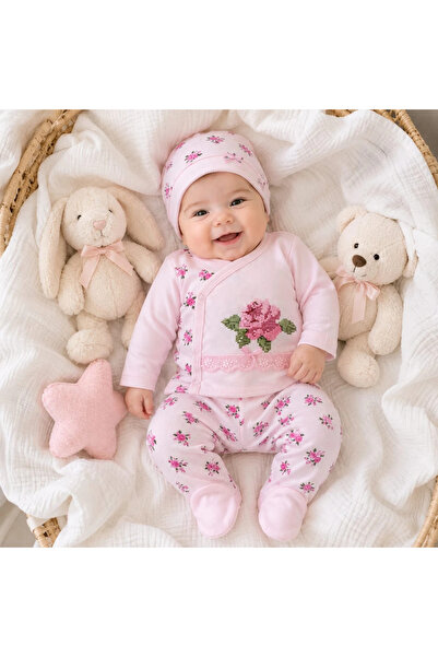 BEBELON KANAVİÇE DETAYLI 3 LÜ BEBEK TAKIM