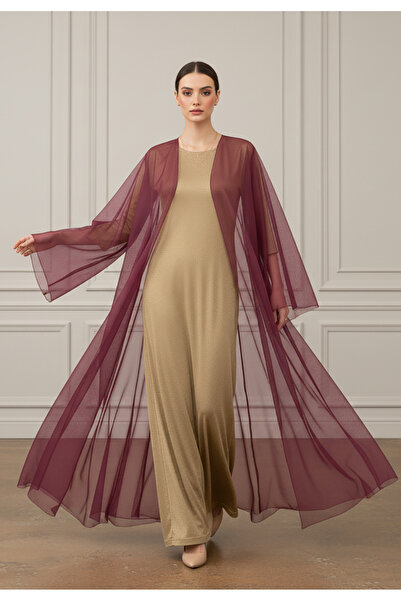 Nukhbaa The Royal Garnet Tulle Abaya-905