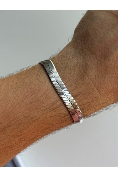 Owentis Steel Silver Thick Italian Bracelet (Unisex) - Does Not Tarnish -