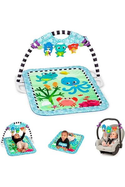 Baby Einstein سجادة لعب مائية 2 في 1 من Sea Floor Explorers، تحتوي على 4 أوضا...
