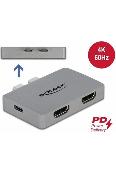 DELOCK Μετατροπέας Macbook 2 x USB Type C σε 2 x HDMI 4K60Hz + 1 x USB-C PD 1...
