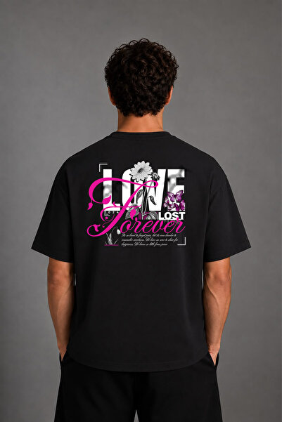 VSRN Μπλουζάκι Love Forever Design με στάμπα στην πλάτη, μαύρο, oversized