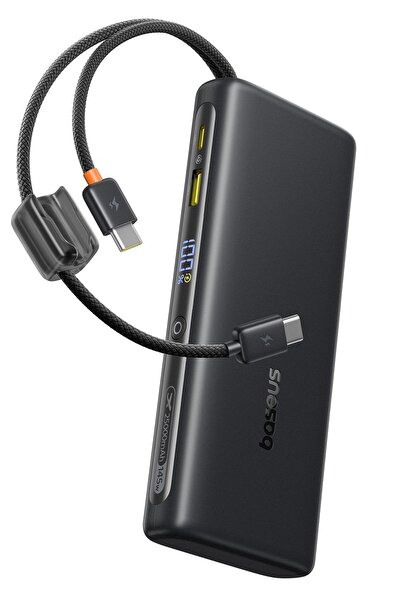 Baseus EnerFill FC41 25000mAh 145W Power Bank cu două cabluri USB-C, Negru