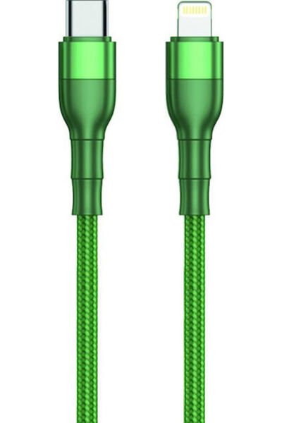 2go Πλεγμένο καλώδιο USB-C σε Lightning Πράσινο 1μ (797312)