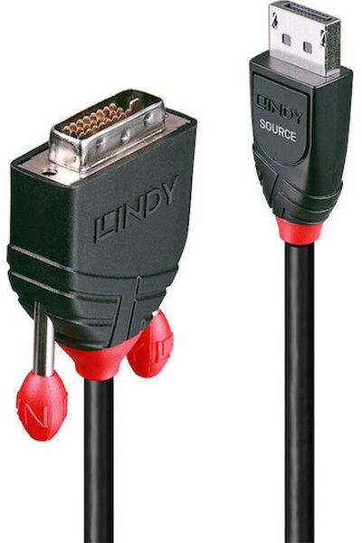 LİNDY Καλώδιο DVI-D αρσενικό σε DisplayPort αρσενικό, 1μ, Μαύρο (41490)