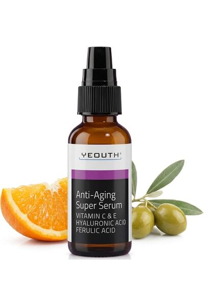 YEOUTH Anti-Aging Super Serum, Ferulic Acid, Vitamin C, Vitamin E, Hyaluronic...