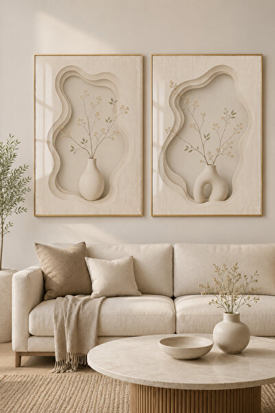 sayetablo Stillness Botanica - Gerçek Cama Baskı Gold Alüminyum Metal Çerçeve...
