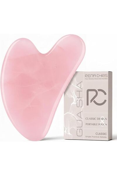 Rena Chris Gua Sha Facial Tools, Natural Rose Quartz Stone Guasha Tool, Manua...
