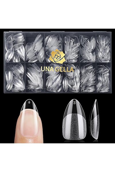 UNA GELLA أظافر صناعية 504 قطعة، أظافر نصفية غير لامعة بتغطية كاملة، أظافر أك...
