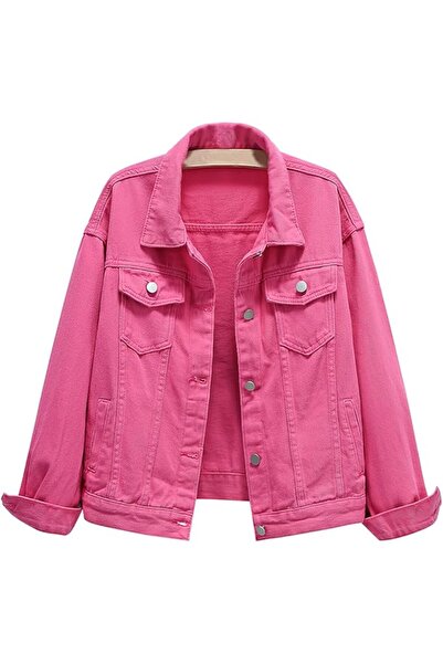 GENERAL ebossy womens Women Candy Color Long Sleeve Loose Denim Jacket Long S...