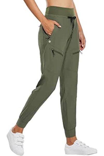 BALEAF Women's Joggers Lightweight Hiking Pants High Waist 5 Zipper Pockets Q...