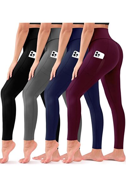 Bluemaple 4 Pack Leggings for Women Butt Lift High Waisted Tummy Control No S...