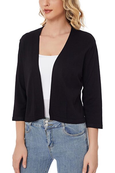 GENERAL Satuun Women's 3/4 Sleeve Shrugs Lightweight Open Front Cropped Cardi...