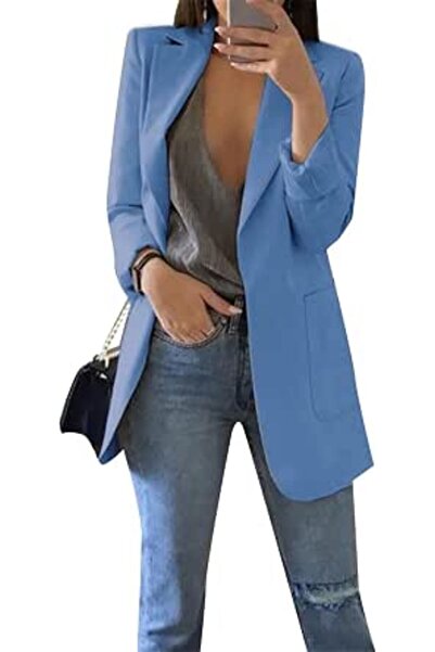 YMing Women's Blazer, Elegant Loose Cardigan Jacket with Lapel Collar, Notch ...