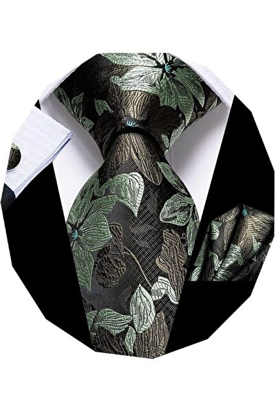 Dubulle Mens Paisely Silk Tie for Men Necktie and Pocket Square Set