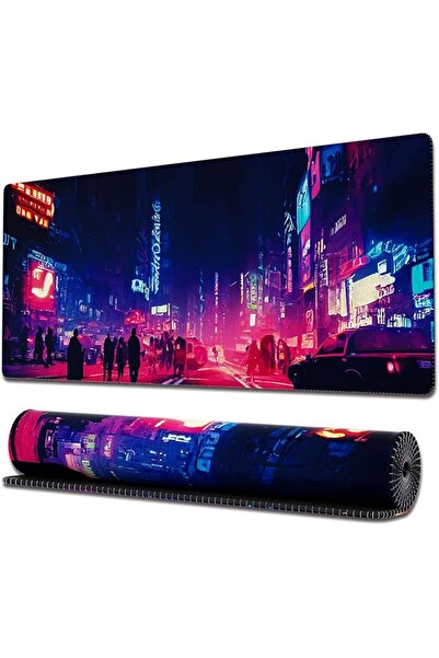 GENERAL Large Gaming Mouse Pad with Stitched Edges, Minimalist Topographic Ma...