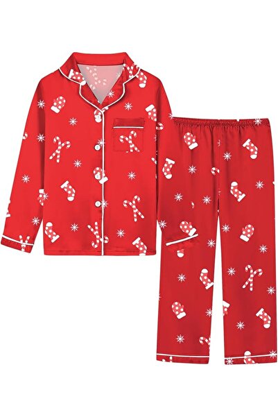 GENERAL Schbbbta Girls Boys Satin Pajamas Set, 2Piece Silk Nightwear Button-D...