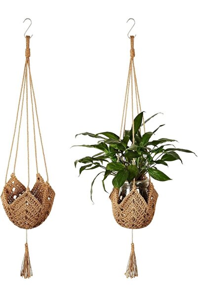 TERRIFI Macrame Plant Hangers Jute Crochet Plant Indoor Boho Plant Hanger Lar...