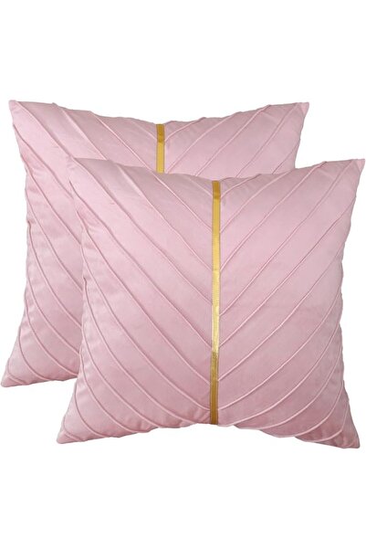 Tosleo Black Velvet Throw Pillow Covers 18x18 Pack of 2 with Gold Leather,Dec...