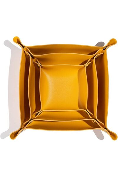 GENERAL 3 packs PU Leather Tray in 3 Sizes Jewelry Tray Glossy Leather Desk O...