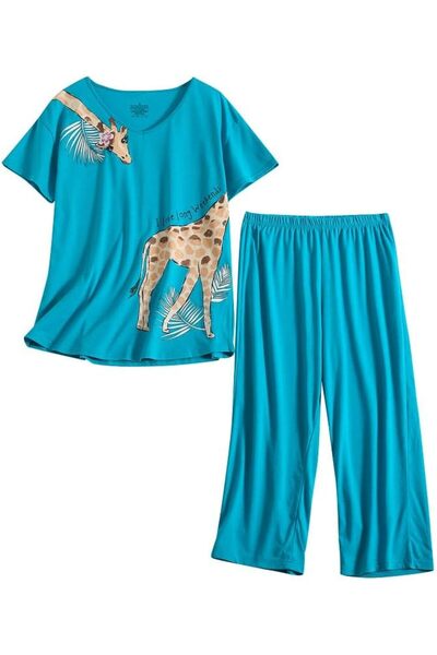 GENERAL PNAEONG Women’s Pajama Set - Sleepwear Tops with Capri Pants Casual a...