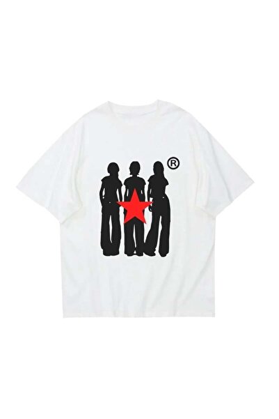DEEFWEAR ΜΙΝΓΚΑΛΟΝΤΟΝ Y2K Κοριτσίστικο Υπερμεγέθες Μπλουζάκι με Αστέρια