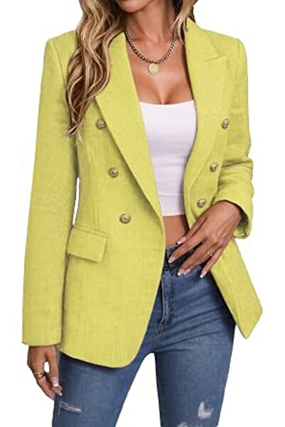 Minar Mina Self 2026 Spring Women's Tweed Plaid Blazer Jacket - Fully Lined F...