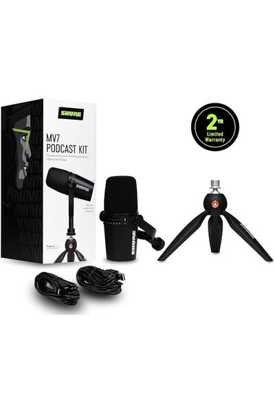 SHUREI Shure MV7+ Podcast Microphone with Stand. Enhanced Audio, LED Touch Pa...