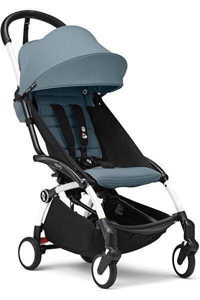 Stokke عربة أطفال YOYO3 من 6 أشهر فصاعداً - تتضمن هيكل أسود/وسادة مقعد حجرية ...
