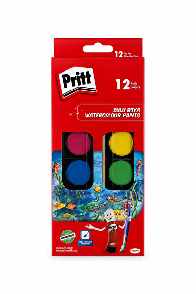 Pritt 12 Renk Sulu Boya Seti | Çocuklar İçin Resim ve Boyama Boyası 12'li