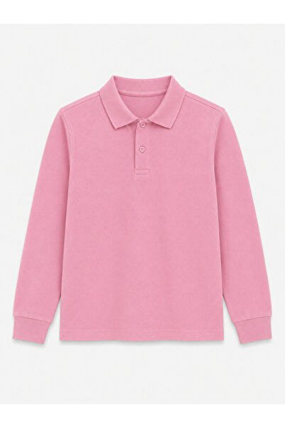 ROZELT Pink Long Sleeve Polo Collar Lakos School T-Shirt R.O.Z.K.U.U.Lt.E.L.T.