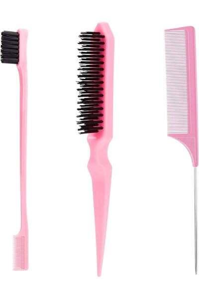 MNODWLOF 3 Pcs Slick Back Hair Brush Set Bristle Hair Brush Edge Control Brus...