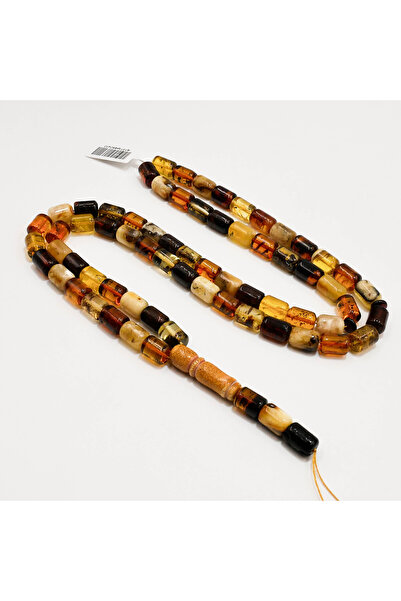 Generic Brand Macintosh Amber Rosary – 69 Beads 8.5×11mm Multicolor Barrel Pr...