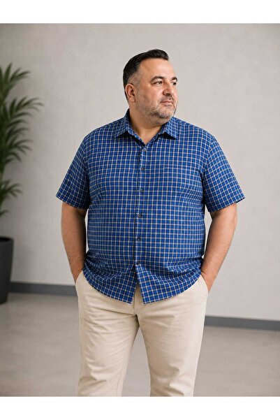 ETİQET Plus Size Single Pocket Short Sleeves Men's Shirt 70% Cotton 30% Polye...