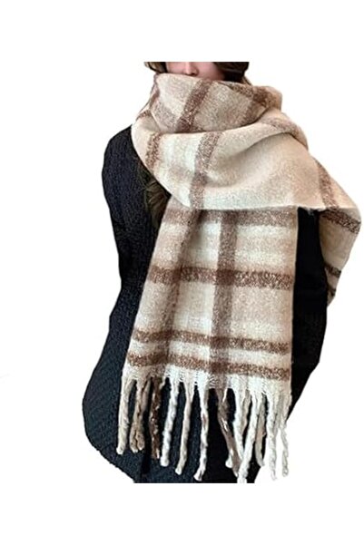 GENERAL Large Chunky Plaid Scarf Checked, Colorful Oversized Scarves, Soft Bi...
