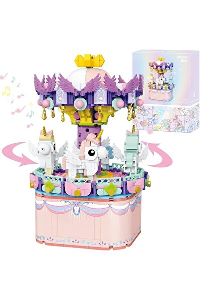 EXCEFORE Music Box Building Toys, 874Pcs Rotating Carousel DIY Construction S...