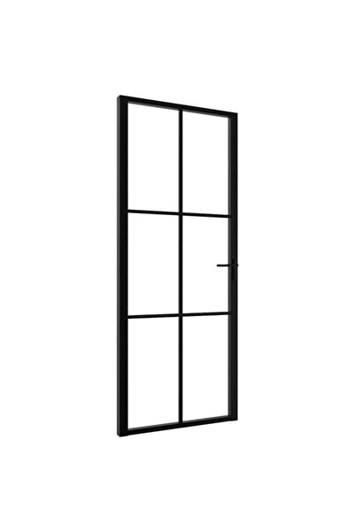 vidaxl Ușă de interior, neagră, 83 x 201,5 cm, sticlă ESG și aluminiu