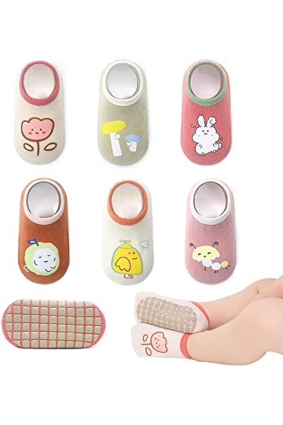 Goodern 6 Pairs Baby Non-Skid Grip Socks,Toddler Anti-Skid Slipper Crew Socks...