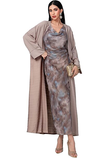 Beauty7 Elegant Long-Sleeved 2-Piece Muslim Abaya Dress for Women, Long-Sleev...