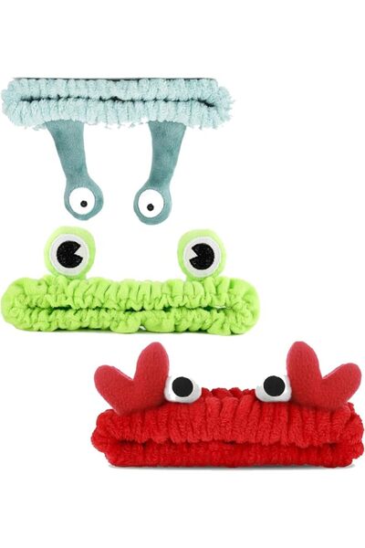 GNAFOTU Facial Headband Set, 3 Pieces, Animal Design Hair Bands for Makeup, S...
