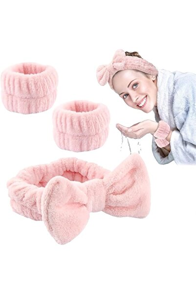 Hannea ® Face Wash Headband & Wristband Set, Soft Stretchy Bowknot Headband f...