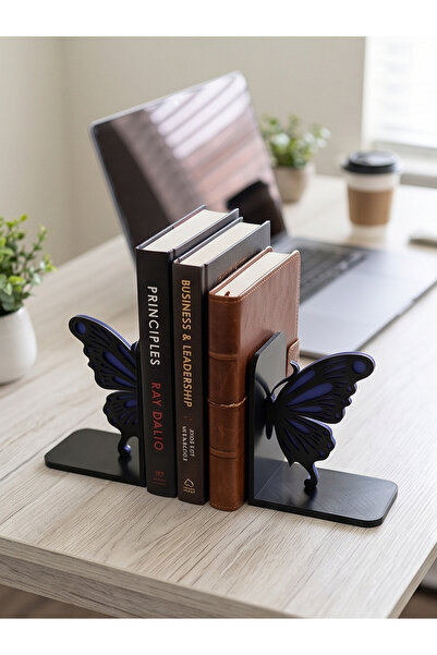 Nokta Lab Modern Kelebek Tasarım Kitap Tutucu Seti - 3D Baskı Geometrik Kütüp...