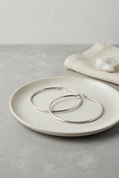 SORA GROUP 316L Steel Silver Color 66 mm Hoop Earrings