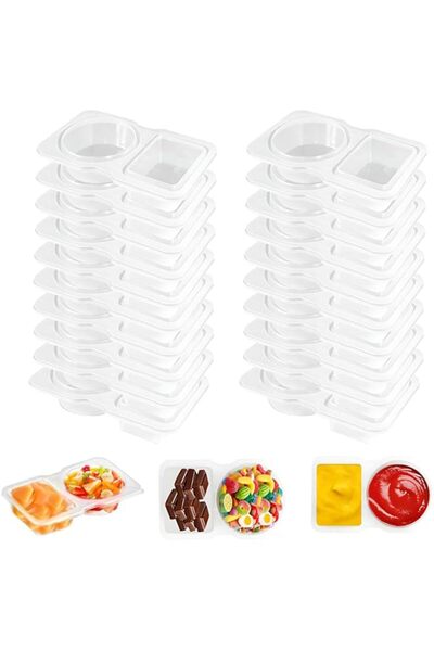Generic Set Double Compartment Condiment Containers with Lids – Reusable, Lea...